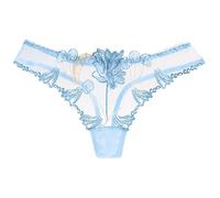 Ropa Interior Mujer 2026 Mujeres Bordado Floral Hueco Cintura Baja Calzoncillos Corte Abierto Masaje Tanga Abdominal Calzoncillos Pantys Abdomen Camino Bragas 2026 Para Mujeres, azul claro, talla