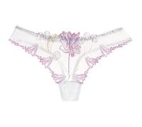Ropa Interior Mujer 2026 Mujeres Bordado Floral Hueco Cintura Baja Calzoncillos Corte Abierto Masaje Tanga Abdominal Calzoncillos Pantys Abdomen Camino Bragas 2026 Para Mujeres, Blanco, talla única