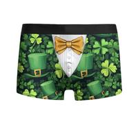 Ropa interior para hombre con estampado temático de San Patricio, calzoncillos tipo bóxer de algodón suave y transpirable, diseño de tréboles y duendes, ideal para celebraciones festivas y uso