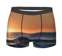 Ropa interior para hombre, con los últimos rayos del sol sobre las olas del mar, calzoncillos tipo bóxer suaves para hombre con cintura elástica, Como se muestra en la imagen, M