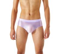 Ropa interior para hombre Crotch Glossy Silky High Elastic Plus Size Calzoncillos para hombre Ropa interior Transparente. Calzoncillos bóxer para hombre M, morado, L
