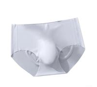 Ropa interior para hombre en tela de seda de hielo con bolsa de bulto 3D, construcción sin costuras y perfil de cintura media (2XL azul claro)