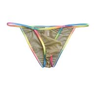 Ropa interior para hombre tanga sexy de seda de hielo ultra transpirable ropa interior transparente tanga tanga erótica lencería de cintura baja mini calzoncillos de malla tanga malla espalda bikini
