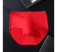 Ropa interior para hombre Transpirable Secado Rápido Sin Costuras Hielo Seda Slip 3D Bolsa Plus Tamaño Elástico Color Sólido para Verano Diario Beige XL(2XL Rojo)