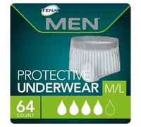 Ropa interior para incontinencia TENA para hombre, Super Plus Absorbency ProSkin, talla mediana/grande, 64 unidades