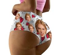 Ropa interior para mujer de San Valentín con estampado de corazones románticos, adorno decorativo de encaje, material elástico suave para un máximo, Blanco, S