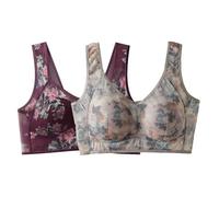 Ropa interior para mujer sujetador rojo con fuerte fuerza de apoyo para mujer, tirantes ajustables, cobertura completa, sujetadores cómodos sin aros, sujetador sin aros de encaje blanco, morado, XL