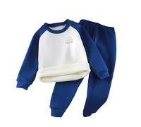 Ropa Interior térmica de Invierno para niñas Conjunto Dos Piezas Pantalone con Forro Polar Camiseta Manga Larga Pantalones Atuendo cómodo frío (Blue, 6-12 Months)