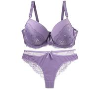 Ropa interior térmica para hombre, conjunto de sujetador y bragas de encaje de 2 piezas de sujetador y tanga, morado, 95C