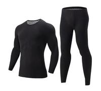 Ropa Interior térmica para Hombre, Ropa Interior Larga para Hombre, Conjunto de Parte Superior e Inferior térmica para Hombre, Capa Base con Forro Polar para Hombre para Invierno (Black, L)