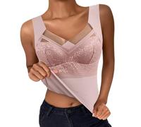 Ropa interior térmica para mujer, chaleco con almohadillas de sujetador, acolchadas, adelgazantes, autocalentamiento, sin decoloración, camiseta interior térmica de terciopelo para mujer, beige, 4XL