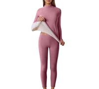 Ropa interior térmica, parte superior e inferior con forro polar cálido para mayor comodidad en climas fríos, Rosa intenso., XL
