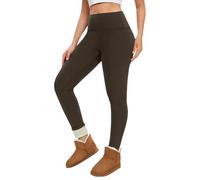 Ropa Interior Termica Push Up Forro Polar Leggins Mujer Push Up Leggings Deportivos Leggins Deporte Frio Extremo Deporte de Pelo Polares Pantalones de Invierno Mujer Café S