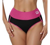 Ropa interior transpirable de cintura alta, bragas cómodas con cobertura completa y aberturas anchas en las piernas para que no se pellizque ni levante., Rosa intenso., M