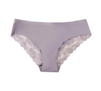 Ropa interior triangular para mujer con borde de encaje, sin costuras, cómodas, transpirables, sin costuras, moldeadoras para el abdomen, ropa interior de algodón, morado, L