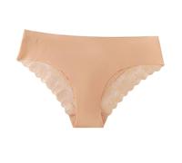 Ropa interior triangular para mujer con borde de encaje, sin costuras, cómodas, transpirables, sin costuras, moldeadoras para el abdomen, ropa interior de algodón, amarillo claro, XL