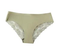 Ropa interior triangular para mujer con borde de encaje, sin costuras, cómodas, transpirables, sin costuras, moldeadoras para el abdomen, ropa interior de algodón, verde, M
