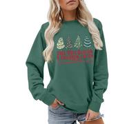 Ropa Invierno,Jersey Navidad Gracioso,Christmas Mom Sweatshirts Women Tree Tops Glisten and Children Listen To Christmas Tree Graphic Pullover Tops Polainas Caballo (Green, XXL)