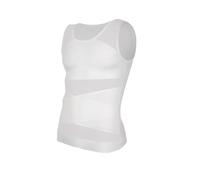 Ropa Moldeadora para Hombres Camiseta de compresión sin Mangas Malla Cruzada for Hombre, Transpirable, Moldeadora, Faja Reductora, Control Abdomen, Corporal(White,L)