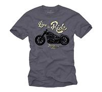 Ropa Moto Hombre - Camiseta con Mensaje Life TO Ride - Gris Azulado S