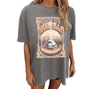 Ropa Mujer Camiseta de Grupo de Rock de gran tamaño para Mujer,Top Music Country,camiseta Music City,Camisetas Gráficos Guitarra, gris, XL