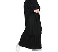 Ropa Mujer Casual Vestido Sólido Musulmán Abaya Árabe Vestidos Dos Piezas Vestido Musulmán Dulce Elegante Top Falda Conjunto, Le Noir, Talla única