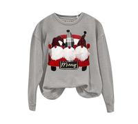 Ropa Mujer Invierno,Jersey,Ladies Autumn Winter Warm Christmas Cute Printed Pullover Sweatshirt No Hoodie Sudadera Talla Grande Mujer (Grey, XL)