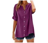 Ropa Mujer Primavera Camiseta Mujer Camisa De Algodón para Ropa De Talla Grande para Mujeres con Curvas Camisa Manga Corta Blusa Colorida Casual Verano Ligera Playa Clásico Tradicional Unicolor
