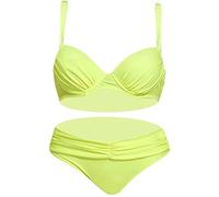 Ropa Mujer Tanga Bikini Conjuntos Verano Traje de baño de Aguas Termales Color sólido para Mujer Bikini Dividido Sexy Traje baño con BañAdor Premama Triangulo (Yellow, S)