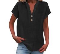 Ropa Mujer,Women's Fashion Casual V Neck Down Short Sleeve Top T Shirt Camisetas Mujer Deporte (b-Black, XXXXL)