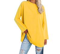 Ropa Mujer,Women's Plus Size Top Long Sleeve Crew Neck Loose T Shirt Camisetas Tirantes Vestir (Yellow, XXXL),