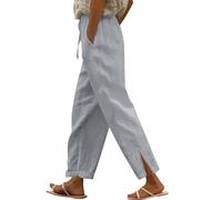 Ropa Mujer,Women's Summer Long Solid Color Cotton Linen Straight Leg Loose Casual Pants Cintura Negros (Grey, XL).