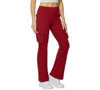 Ropa Mujer,Yoga Flare Leggings For Women High Waisted Yoga Casual Pants Workout Leggings Cargo with 6 Pockets Yoga Pants Sombrero (Red, M).