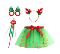 Ropa Navidad Bebe, Disfraz de de baile de Navidad para niñas, falda de tul de animados, faldas de ballet, diadema, conjunto de 4 Uds. (Mint Green, 4-6 Years)