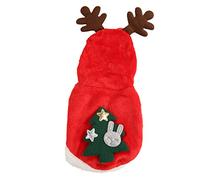 Ropa navideña para mascotas | Abrigo suave y cálido para perros con capucha y broches | Traje festivo para gatos/cachorros/conejos | Ropa de Navidad de franela (S)