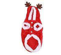 Ropa navideña para mascotas | Abrigo suave y cálido para perros con capucha y broches | Traje festivo para gatos/cachorros/conejos | Ropa de Navidad de franela (M)