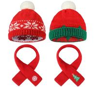 Ropa Navideña para Muñecas, Mini Navidad de Punto de Felpa Decorativo Sombrero Bufanda Accesorios para Muñeca Ragalo de Navidad