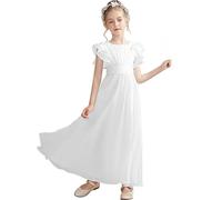 Ropa niña,Flower Girl Dresses Sleeves Junior Bridesmaid Dress A Line First Dress Navidad (White, 5-6 Years)