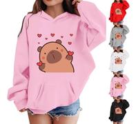 Ropa Niña & Sudaderas para Niñas Suéter con Estampado de Capybara Bolsillo Acogedora Sudadera con Capucha de Manga Larga para Niños Pequeños Ropa Invierno Casual Bebé Suéter Niñas