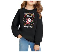 Ropa Niño 1 Año - Sudadera De Manga Larga con Cuello Redondo Y Estampado Gráfico Navideño Europeo Y con Bordes para Niños De Otoño E Invierno (Black D)