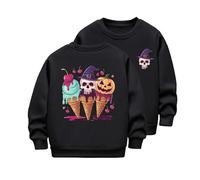 Ropa Niño 2 A 3 Años - Sudadera con Capucha Cálida De Polar Y Manga Larga para Niños Y Niñas Divertida Gorra De Bruja De Halloween Ropa Informal Gruesa De Cuello Redondo para Niños (Black 7-8 Years)