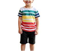 Ropa Niño,Mis Pedidos Conjunto de Chándal para Niños Conjuntos Deportivo de Verano Dos Piezas Camiseta Manga Corta de Rayas y Pantalones Corto Cintura Elástica con Bolsillos Traje Ocio Chico 3-8 Años