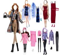 Ropa para 29cm Muñeca, 5 Conjuntos Moda Abrigo de otoño Vestidos Pantalones Zapatos Sombrero Rompevientos para 29cm Muñecas Accesorios Bebé Regalos (B)