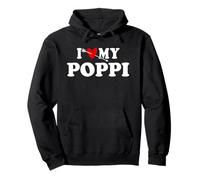 Ropa para el día del padre con texto "I Love My Poppi with Heart" para niños y niñas Sudadera con Capucha