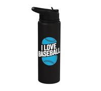 Ropa para fanáticos de los deportes I Love Baseball Stainless Steel Insulated Water Bottle