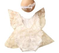 Ropa para fotos de bebé, tutú de princesa, tocado de flores, mameluco para recién nacidos, ropa de fiesta de ducha, accesorios de pose, traje de encaje para recién nacido, disfraz de foto de bebé
