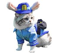 Ropa para Gatos - Policía Conejito | Disfraz para Perros - Divertidos Disfraces para Perros y Gatos - Paquete de 1 Disfraz para cumpleaños Halloween Navidad Amantes de los Animales Azul Set