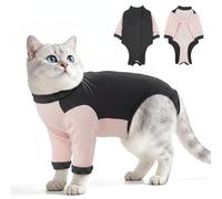 Ropa para Gatos Postoperatorio Algodón, Body Esterilización Gatas con Velcro en Espalda, Traje de Recuperación Transpirable con Mangas, Protector de Heridas para Gatitos y Adultos, Rosa empolvado S