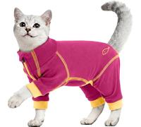 Ropa para Gatos, Suave Jersey Post Operatorio Gato Traje Anti Lamida Pijama Gato para Que No Se Chupan Las Heridas(Rojo Rosado, M)