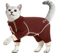 Ropa para Gatos, Suave Jersey Post Operatorio Gato Traje Anti Lamida Pijama Gato para Que No Se Chupan Las Heridas(Marrón Rojizo, M)